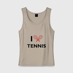 Майка женская хлопок I Love Tennis, цвет: миндальный
