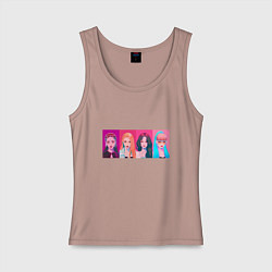 Майка женская хлопок Портреты Black pink, цвет: пыльно-розовый