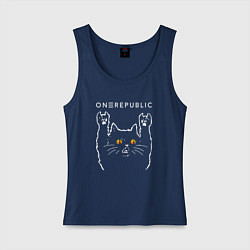Майка женская хлопок OneRepublic rock cat, цвет: тёмно-синий