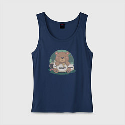 Майка женская хлопок Медовый медвежонок, цвет: тёмно-синий