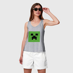 Майка женская хлопок Minecraft creeper face, цвет: меланж — фото 2