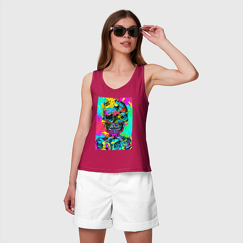 Женская майка Cool skull - pop art - vogue / Маджента – фото 3