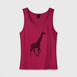 Майка женская хлопок Жираф гуляет, цвет: маджента