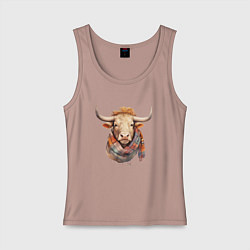 Женская майка Бык в шарфе осень