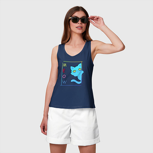 Женская майка Cat meow / Тёмно-синий – фото 3