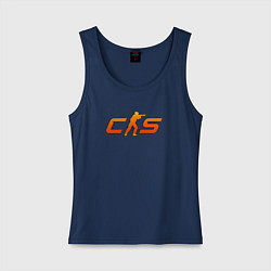 Майка женская хлопок CS 2 orange logo, цвет: тёмно-синий