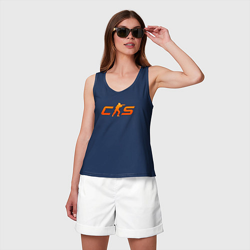 Женская майка CS 2 orange logo / Тёмно-синий – фото 3