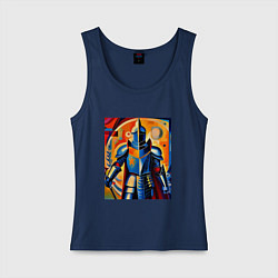 Майка женская хлопок Средневековый рыцарь в доспехах, цвет: тёмно-синий