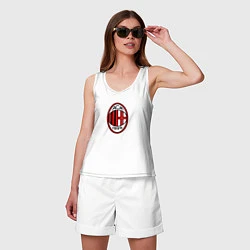 Майка женская хлопок Футбольный клуб Milan, цвет: белый — фото 2