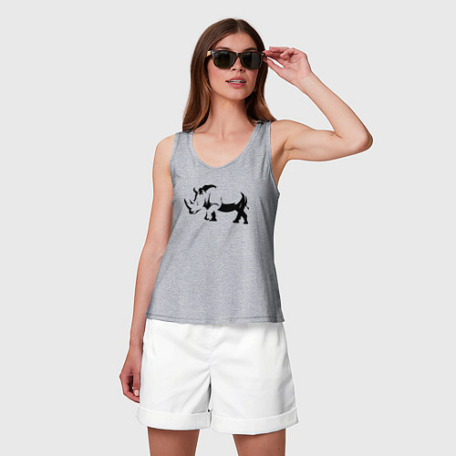 Женская майка Носорог шагает / Меланж – фото 3