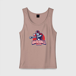 Майка женская хлопок Бейсбольная лига, цвет: пыльно-розовый
