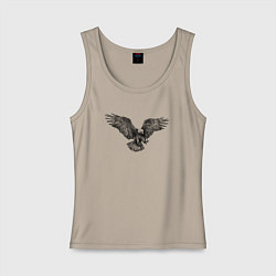 Майка женская хлопок Орёл гравюра, цвет: миндальный