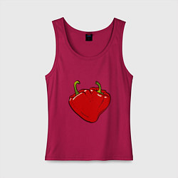Майка женская хлопок Сердце из красных перцев как символ любви к еде, цвет: маджента