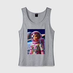 Майка женская хлопок Барби - крутой космонавт, цвет: меланж