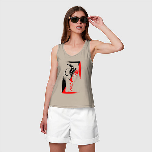 Женская майка Боевые искуства black and red / Миндальный – фото 3