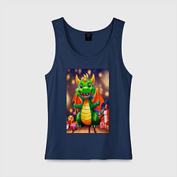 Майка женская хлопок Милый дракон, цвет: тёмно-синий