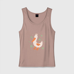 Майка женская хлопок Гусь забавный, цвет: пыльно-розовый