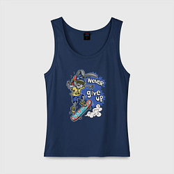 Женская майка Заяц на скейтборде - never give up