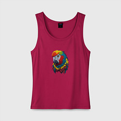 Майка женская хлопок Красочный попугай в ярких перьях, цвет: маджента