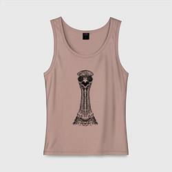 Майка женская хлопок Индейка в кепке, цвет: пыльно-розовый