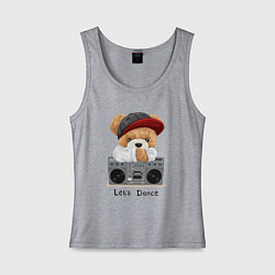 Женская майка Плюшевый медвежонок меломан