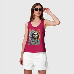 Майка женская хлопок Портрет Че Гевара, цвет: маджента — фото 2