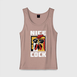 Майка женская хлопок Nice cock, цвет: пыльно-розовый