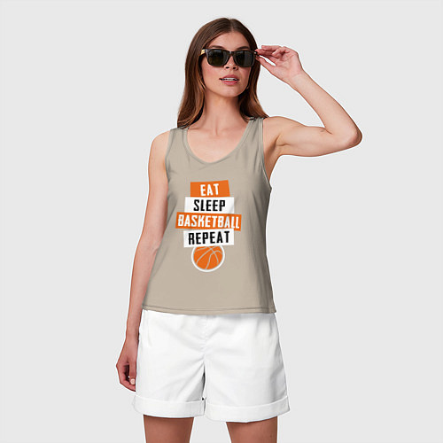 Женская майка Eat sleep basketball / Миндальный – фото 3