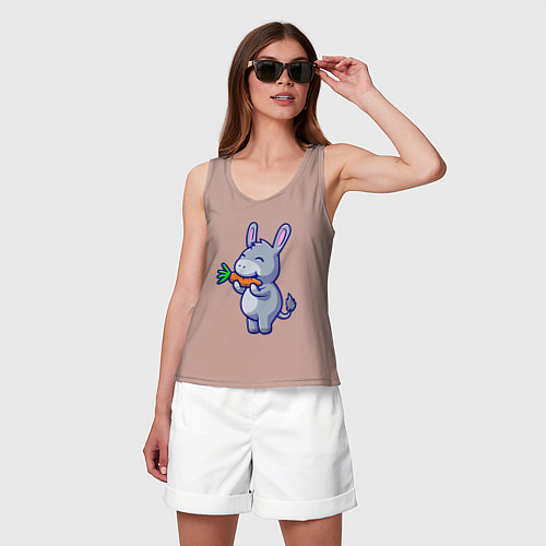 Женская майка Ослик ест морковку / Пыльно-розовый – фото 3