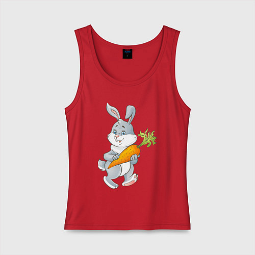 Женская майка Мультяшный заяц с морковкой / Красный – фото 1
