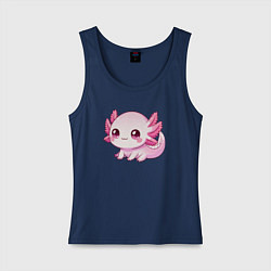 Майка женская хлопок Милый аксолотль, цвет: тёмно-синий
