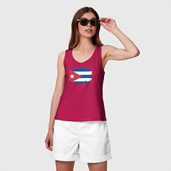 Майка женская хлопок Флаг Кубы, цвет: маджента — фото 2
