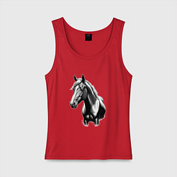 Майка женская хлопок Портрет лошади, цвет: красный