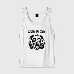 Майка женская хлопок System of a Down - rock panda, цвет: белый