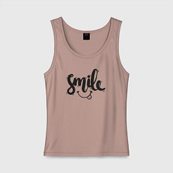 Майка женская хлопок Funny smile, цвет: пыльно-розовый