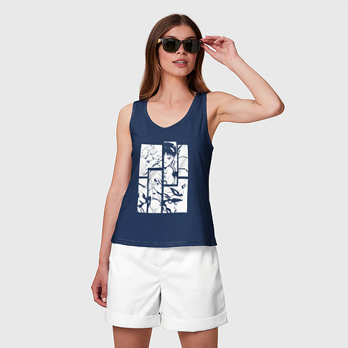 Женская майка Синдзи Икари и Аска Лэнгли / Тёмно-синий – фото 3