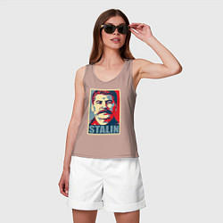 Майка женская хлопок Face Stalin, цвет: пыльно-розовый — фото 2