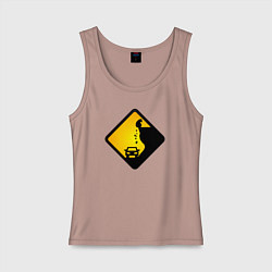 Майка женская хлопок Знаки опасности - медведь, цвет: пыльно-розовый