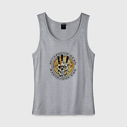 Майка женская хлопок Череп на ножах - достал дошик ешь, цвет: меланж