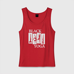 Майка женская хлопок Black yoga, цвет: красный