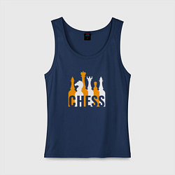 Майка женская хлопок Фигуры шахматные, цвет: тёмно-синий