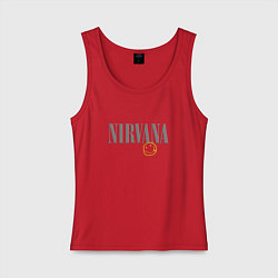 Майка женская хлопок Nirvana logo smile, цвет: красный