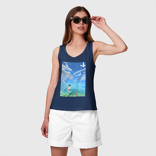 Женская майка Тихиро Огино Хаку / Тёмно-синий – фото 3