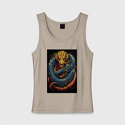 Женская майка Муай тай синий дракон