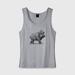 Майка женская хлопок Новогодний кабан, цвет: меланж