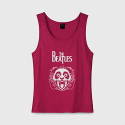 Майка женская хлопок The Beatles rock panda, цвет: маджента