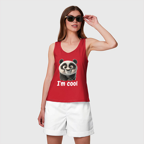 Женская майка Крутая панда cool / Красный – фото 3