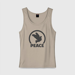 Майка женская хлопок Peace bird, цвет: миндальный