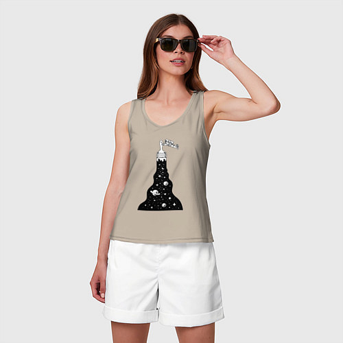 Женская майка Художник космонавт / Миндальный – фото 3