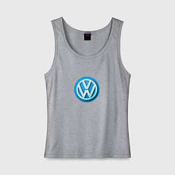 Майка женская хлопок Volkswagen logo blue, цвет: меланж